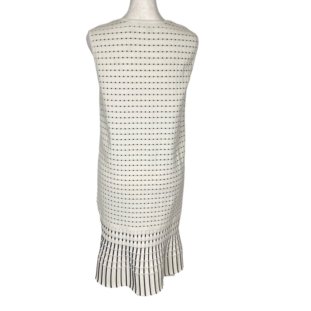 SAKS FIFTH AVENUE Women Dots Strips Sleeveless Midi Dress Sz L White Casual H-7 - Picture 2 of 7